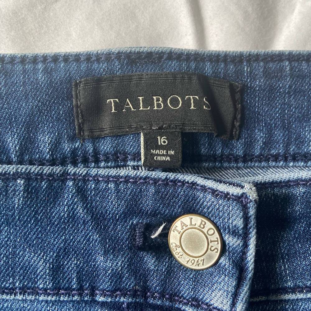 Talbots Size 16 Sailor Button Cropped Wide Leg Denim Jeans - Picture 2 of 8